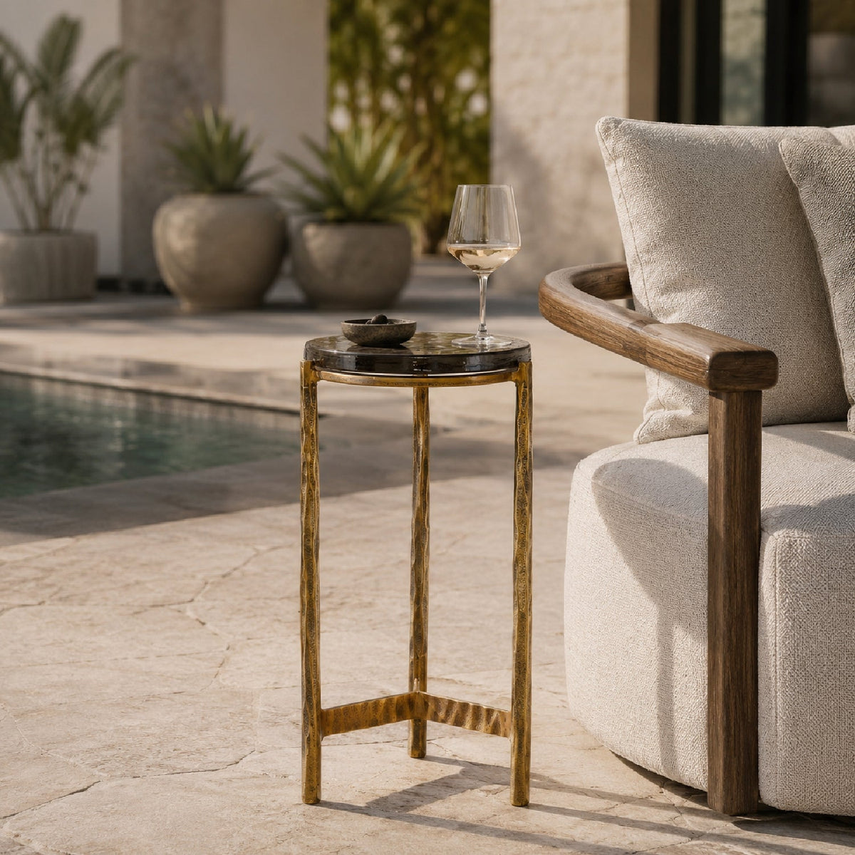 Modern European furniture - Round Glass Indoor/Outdoor Accent Table - www.oroa.com