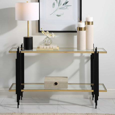 Modern European furniture - Tempered Glass 2-Layer Console Table - www.oroa.com