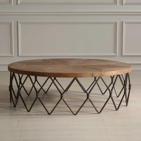 Modern European furniture - Wooden Parquet Round Coffee Table - www.oroa.com