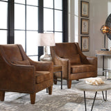 Brown Leather Armchair by Uttermost Clay, alternate view 8