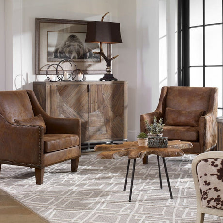Brown Leather Armchair by Uttermost Clay, alternate view 10
