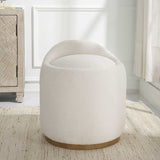 Modern European furniture - White Sheepskin Swivel Ottoman - www.oroa.com
