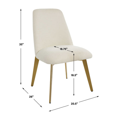White Fabric Minimalist Dining Chair by Uttermost Vantage, alternate view 9