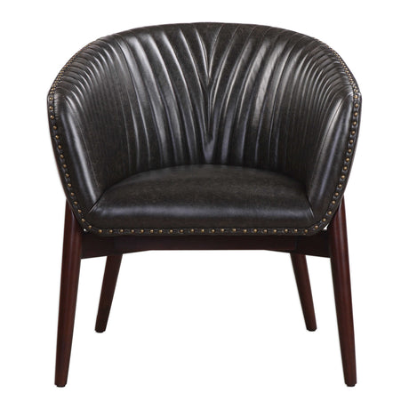 Modern European furniture - Black Leather-Look Accent Chair - www.oroa.com