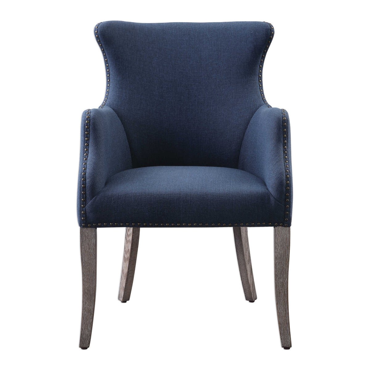 Modern European furniture - Blue Linen Wingback Chair - www.oroa.com