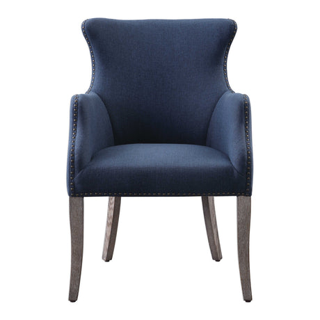 Modern European furniture - Blue Linen Wingback Chair - www.oroa.com