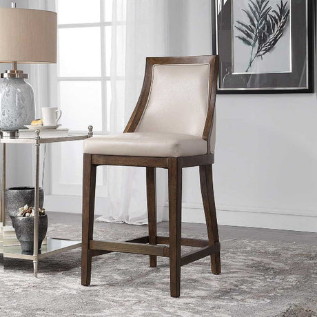 Beige Leather Counter Stool by Uttermost Purcell, alternate view 2