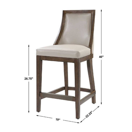 Beige Leather Counter Stool by Uttermost Purcell, alternate view 8