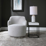 White Linen Blend Swivel Chair by Uttermost Hobart, alternate view 2