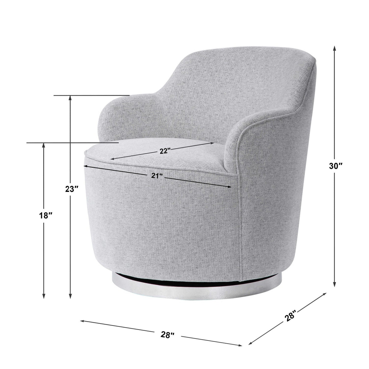 White Linen Blend Swivel Chair by Uttermost Hobart, alternate view 9