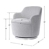 White Linen Blend Swivel Chair by Uttermost Hobart, alternate view 9