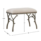Silver Framed White Bench S by Uttermost Lismore, alternate view 5