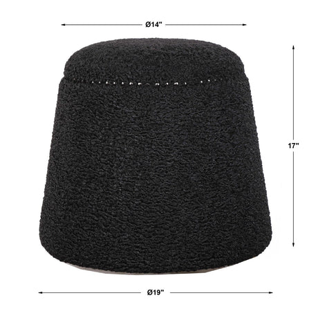 Black Shearling Ottoman by Uttermost Gumdrop, alternate view 5