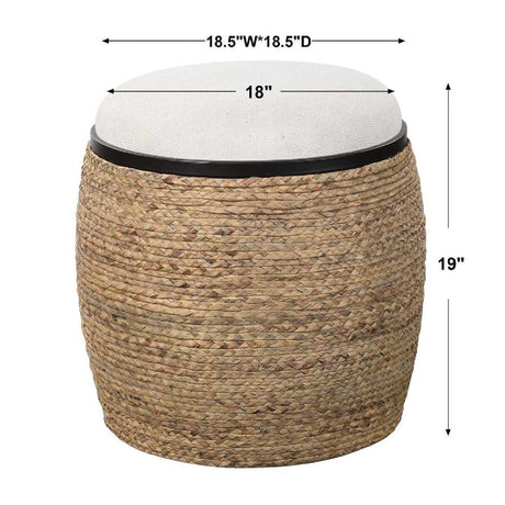 Modern European furniture - Braided Straw Round Ottoman - www.oroa.com