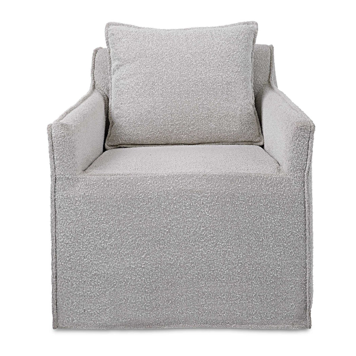 Gray Boucle Slipcover Swivel Chair by Uttermost Welland