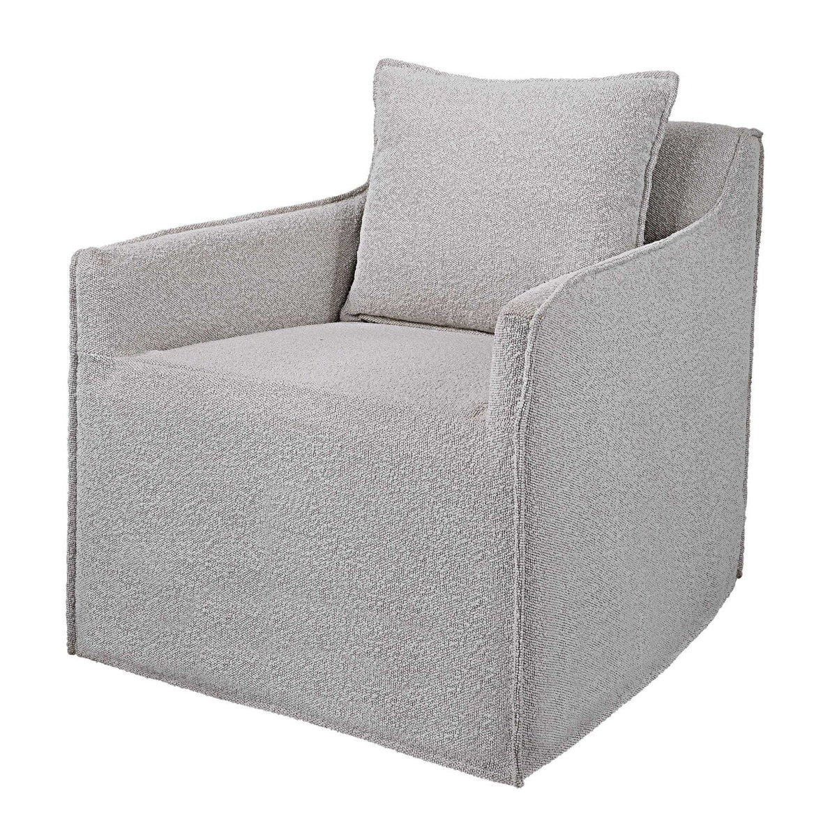 Gray Boucle Slipcover Swivel Chair by Uttermost Welland, alternate view 3