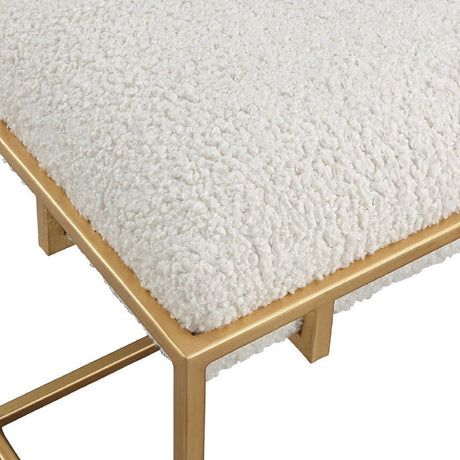 Gold Framed Shearling Bench by Uttermost Paradox, alternate view 7