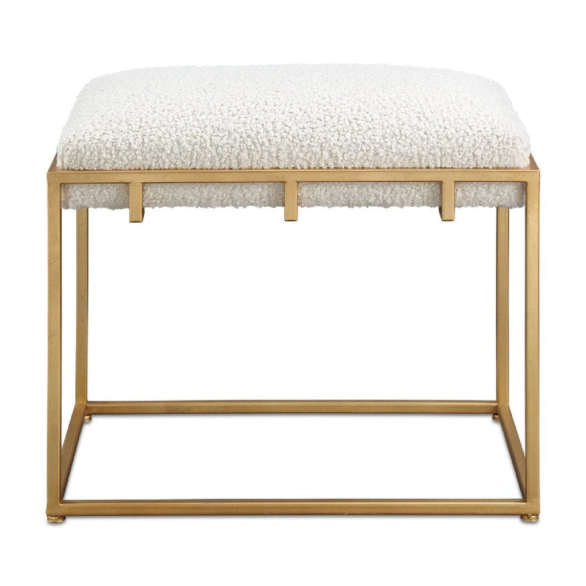 Gold Framed Shearling Bench by Uttermost Paradox