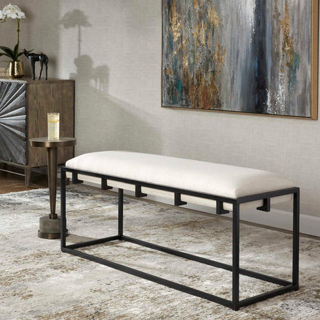 White Waffle Seat Bench by Uttermost Paradox, alternate view 2