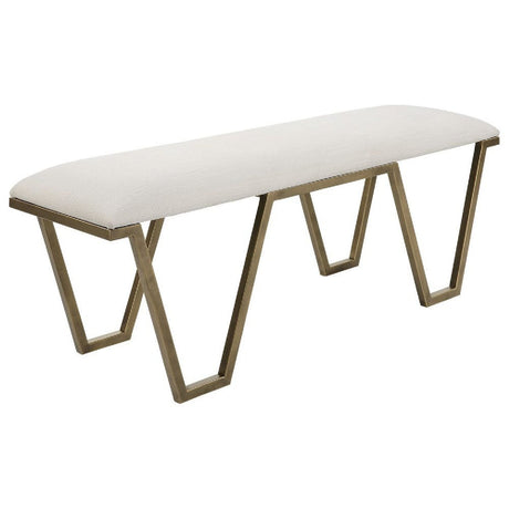 White Textured Fabric Bench by Uttermost Farrah