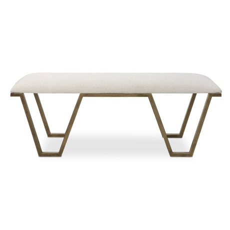 White Textured Fabric Bench by Uttermost Farrah, alternate view 3