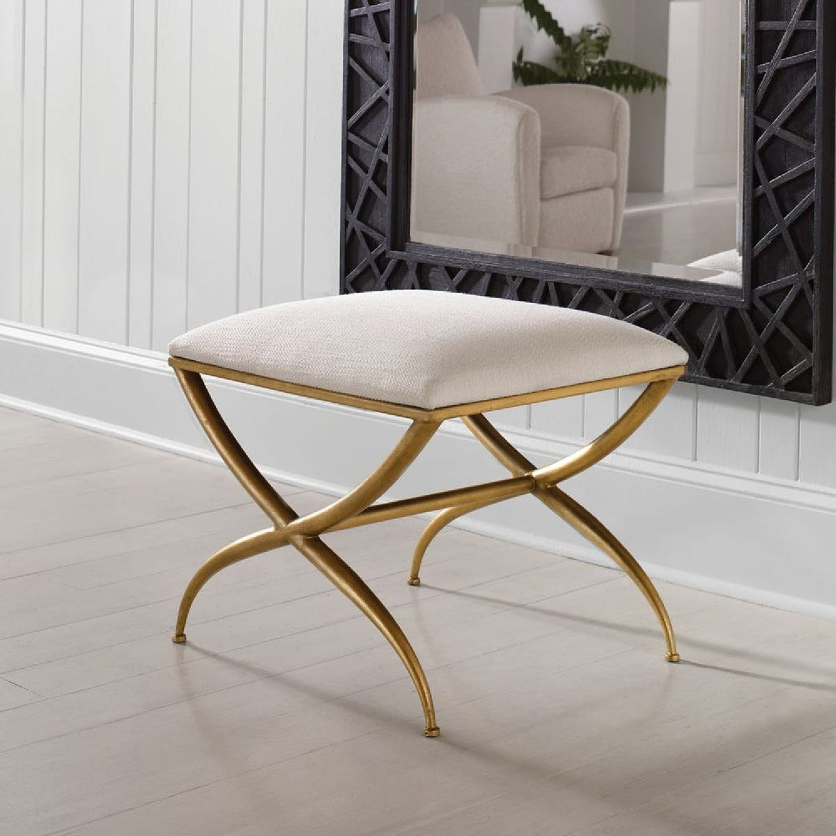 Modern European furniture - Curved Gold Frame Bench S - www.oroa.com