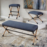 Blue Cotton Blend Bench by Uttermost Firth, alternate view 8