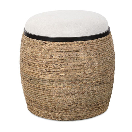 Modern European furniture - Braided Straw Round Ottoman - www.oroa.com