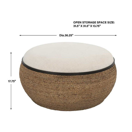 Modern European furniture - Braided Straw Round Ottoman - www.oroa.com