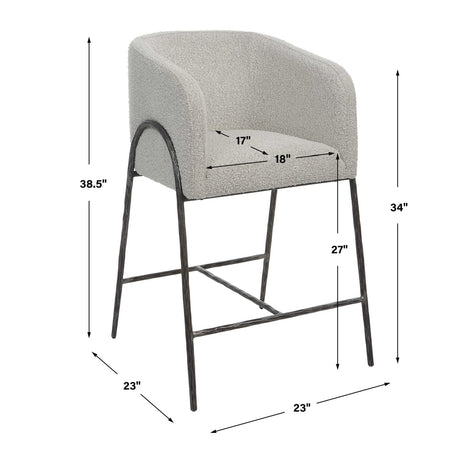 Barrel-Back Boucle Counter Stool by Uttermost Jacobsen, alternate view 9