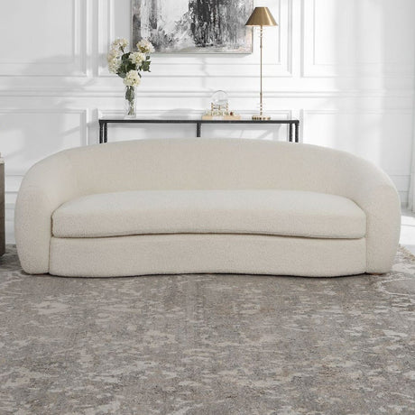 White Shearling Curved Sofa by Uttermost Capra, alternate view 6