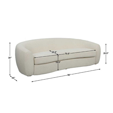White Shearling Curved Sofa by Uttermost Capra, alternate view 5