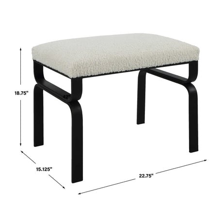 Iron Base White Shearling Bench S by Uttermost Diverge, alternate view 8