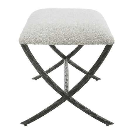 Iron Base White Boucle Bench S by Uttermost Brisby, alternate view 4