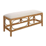 Rattan Base White Fabric Bench by Uttermost Laguna, alternate view 3
