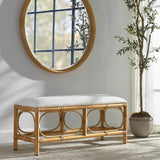 Rattan Base White Fabric Bench by Uttermost Laguna, alternate view 2