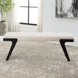 White Chenille Boucle Bench by Uttermost Hover, alternate view 7
