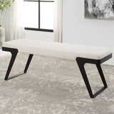 White Chenille Boucle Bench by Uttermost Hover, alternate view 2