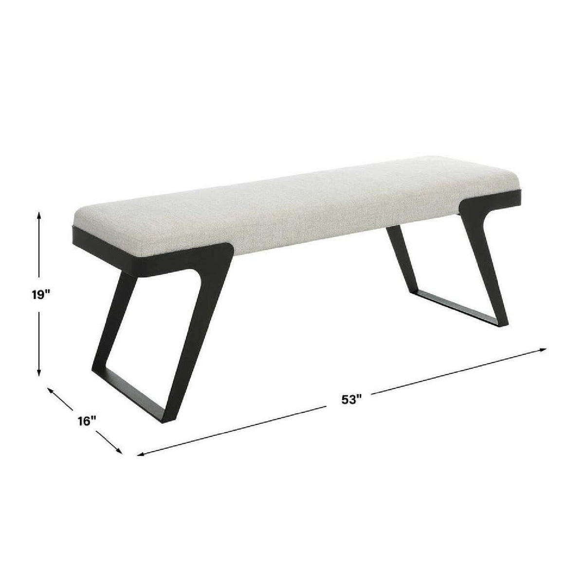 White Chenille Boucle Bench by Uttermost Hover, alternate view 5