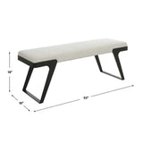 White Chenille Boucle Bench by Uttermost Hover, alternate view 5