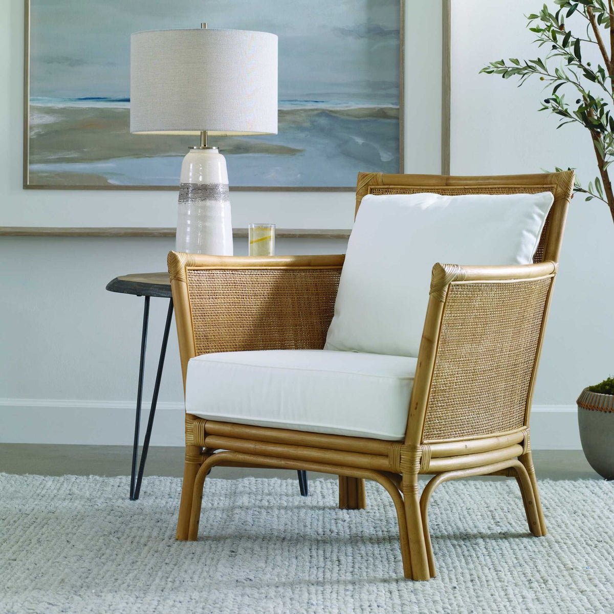 Cushioned Rattan Accent Chair by Uttermost Pacific, alternate view 2