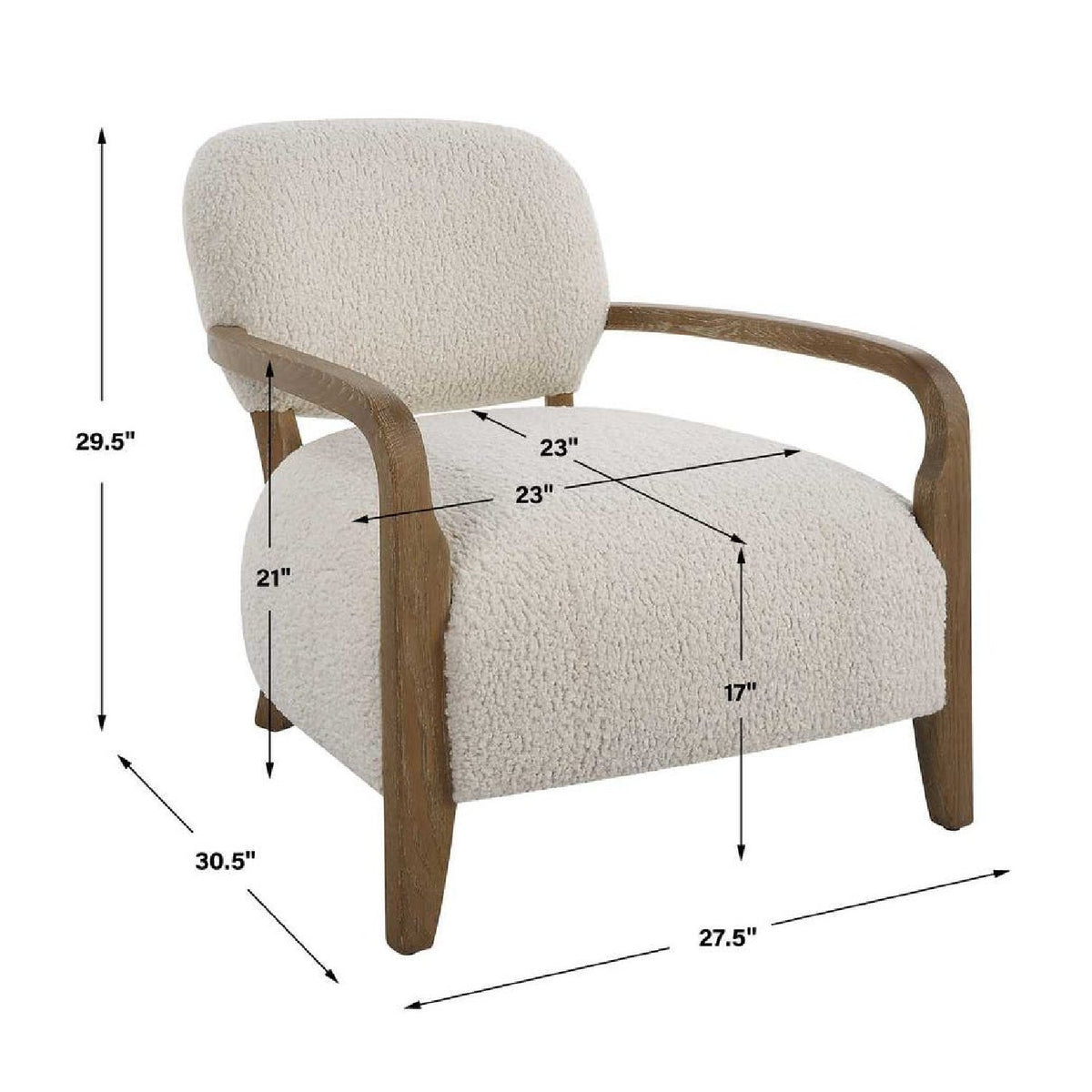 Cream Shearling Accent Chair by Uttermost Telluride, alternate view 6