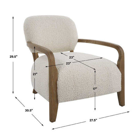 Cream Shearling Accent Chair by Uttermost Telluride, alternate view 6