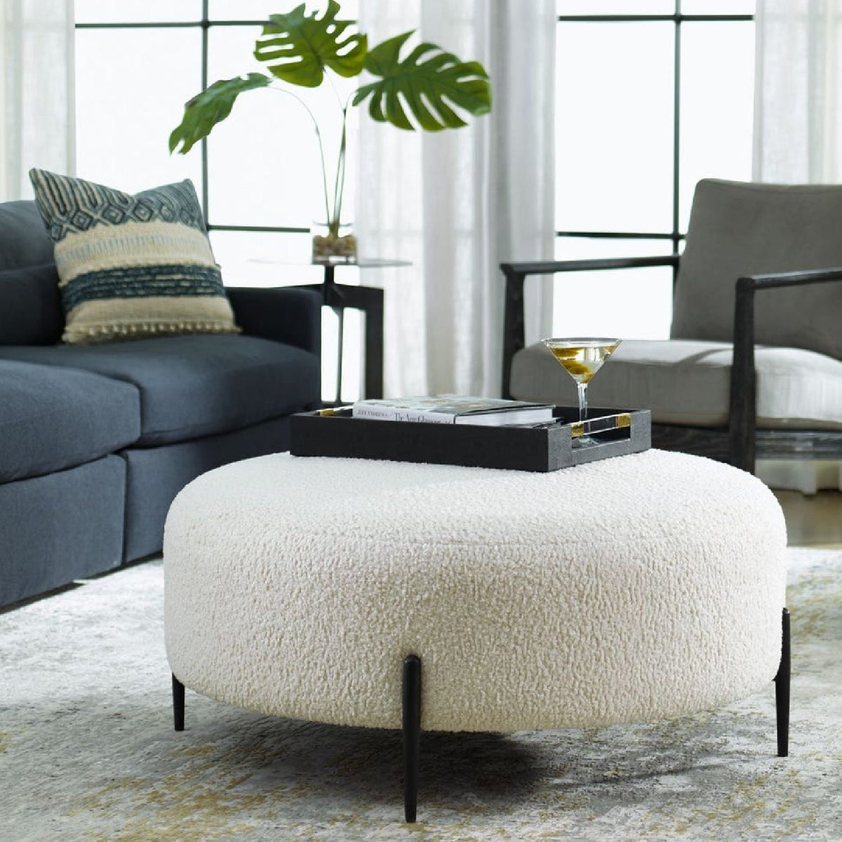 Modern European furniture - White Shearling Ottoman - www.oroa.com