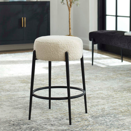 White Shearling Counter Stool by Uttermost Arles, alternate view 2