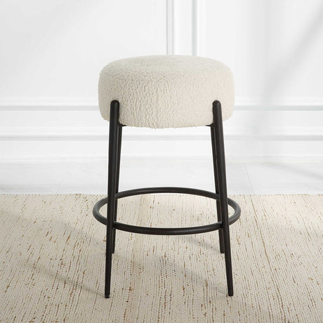 White Shearling Counter Stool by Uttermost Arles, alternate view 6