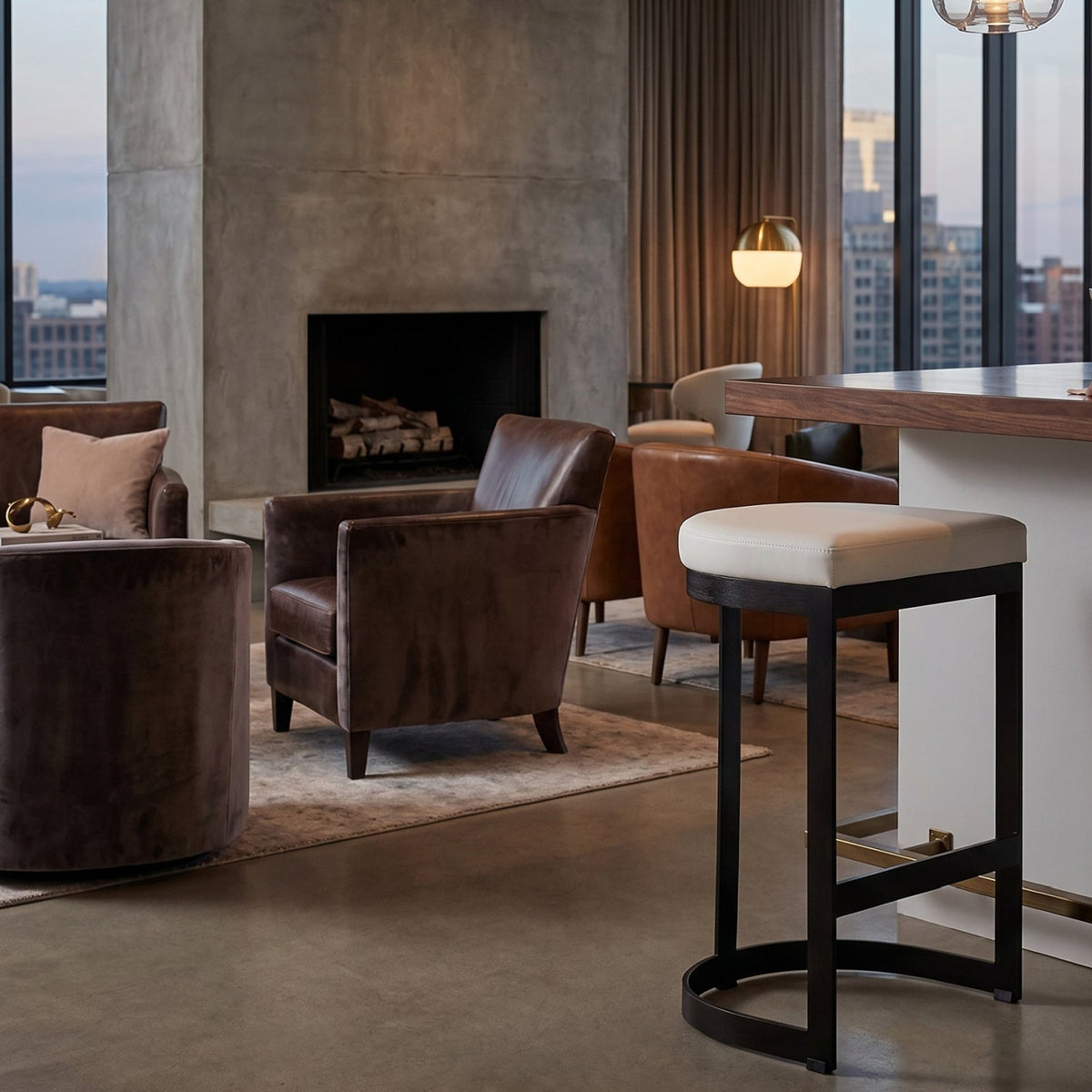 Modern European furniture - Iron Arched Counter Stool - www.oroa.com