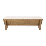 Wooden Framed White Sheepskin Bench by Uttermost Wedged