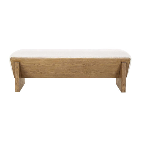 Wooden Framed White Sheepskin Bench by Uttermost Wedged