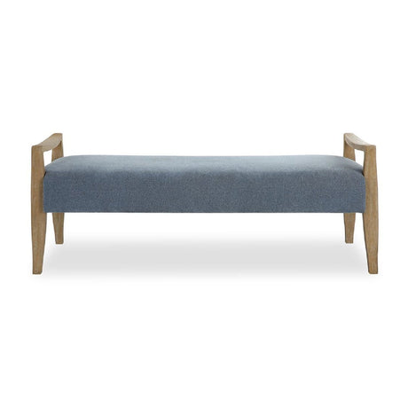 Wood Framed Blue Fabric Bench by Uttermost Daylight